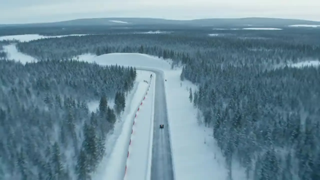 Ice Stage, a cinematic AI film featuring a car on a snowy road